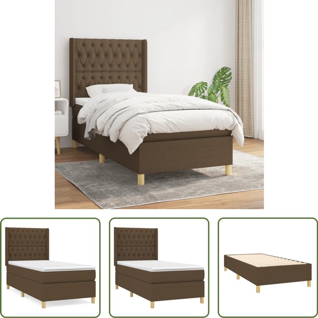 The Living Store Boxspringbett mit Matratze Dunkelbraun 90x200 cm Stoff