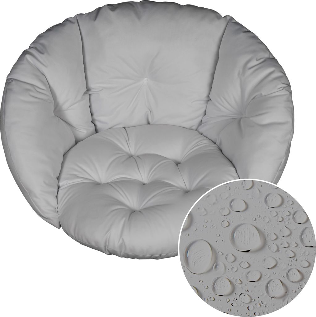 Wasserabweisendes Sitzkissen für Hängesessel 60x60 cm – 12 cm dick, Outdoor, wetterfest, gepolstert, Rückenkissen farbe Grau [114]
