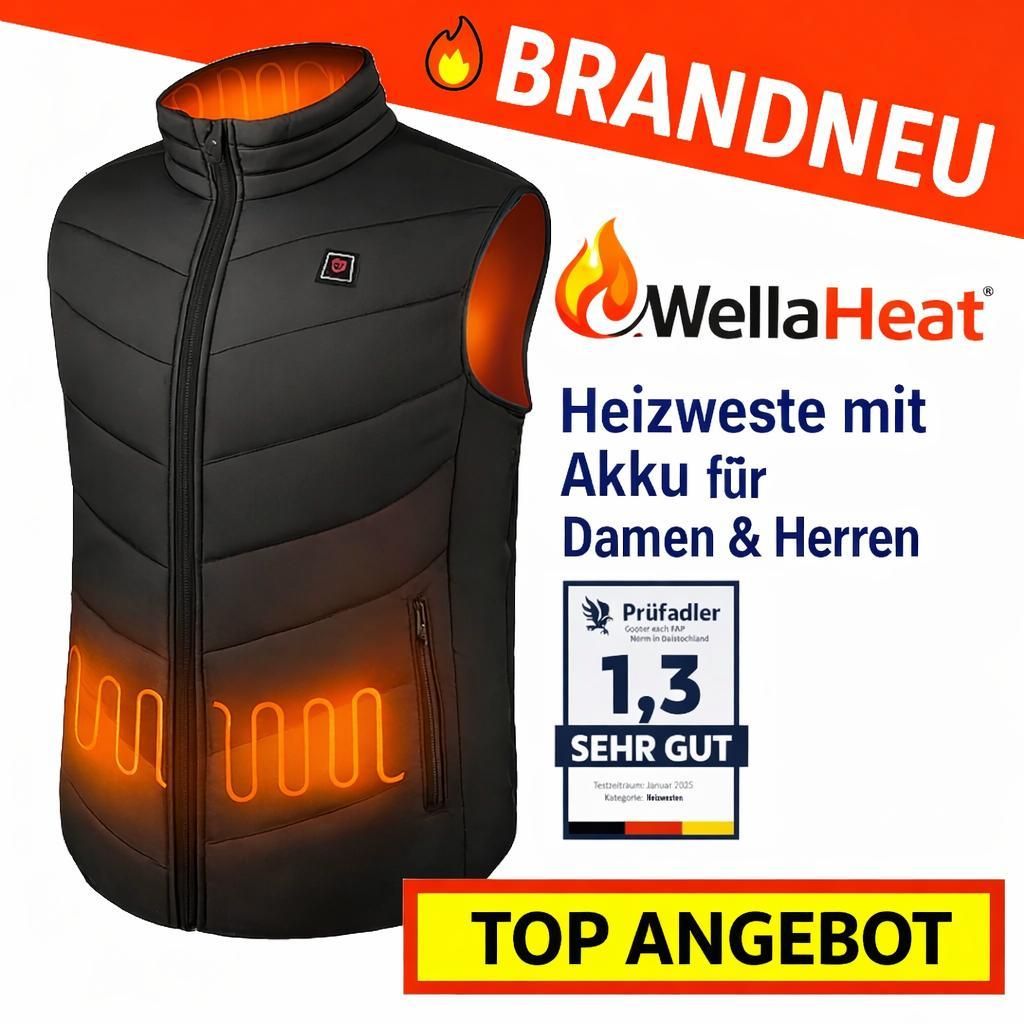 WellaHeat Heizweste mit Akku Powerbank Wärmeweste Thermoweste Beheizte Weste: M