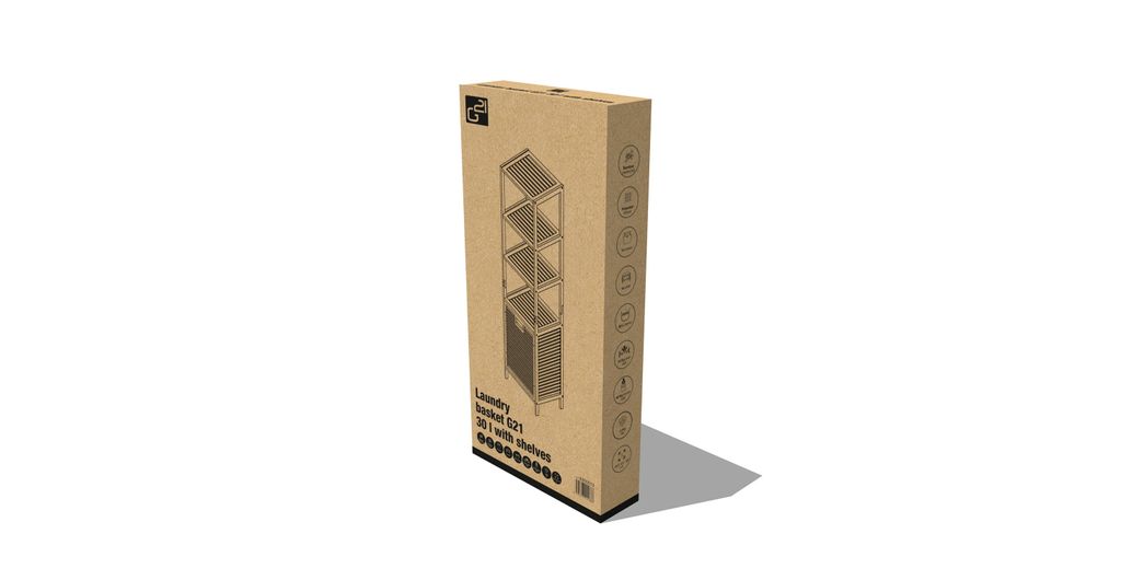 G21 Panier à linge 30 l avec étagères, bambou Image du produit 