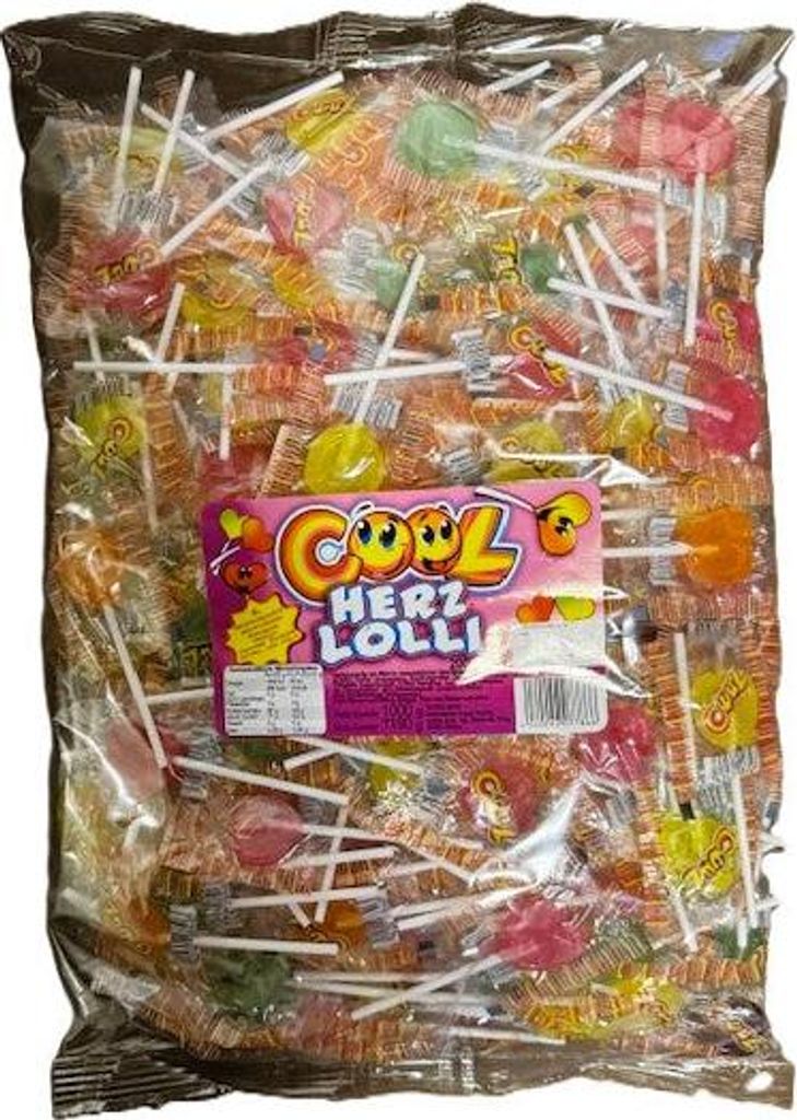 Cool Herz Lolli, 200 Stk Herzförmige Lutscher mit Produktbild 