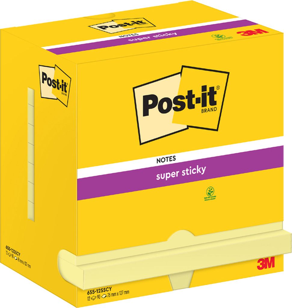 Post-it Super Sticky Notes Haftnotizen 127 x 76 mm 12 Blöcke á 90 Blatt