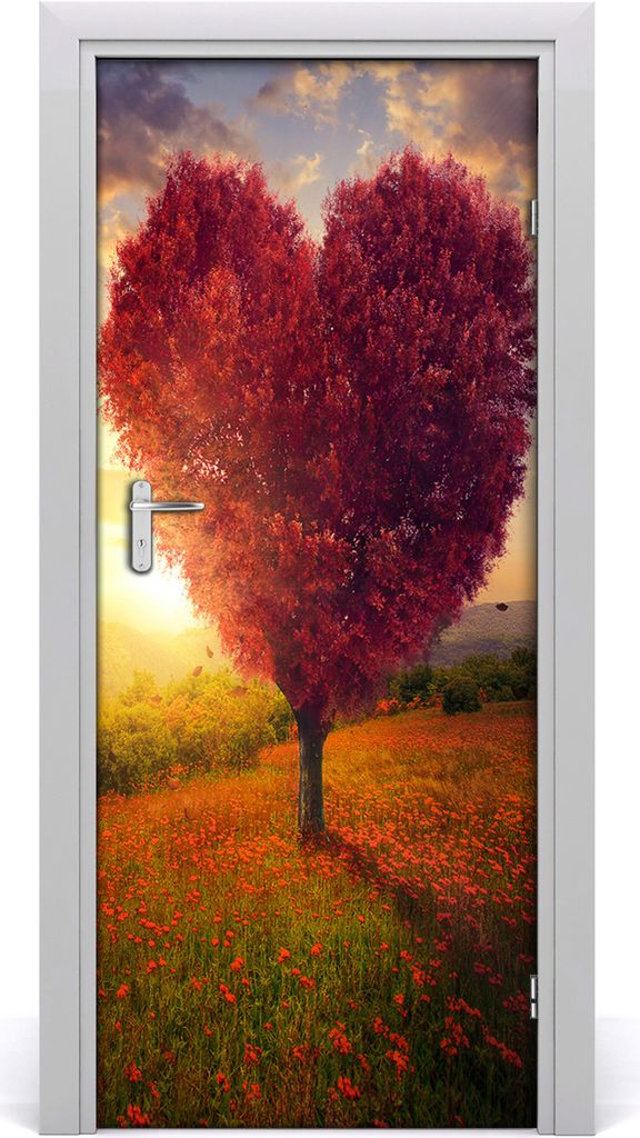 Tulup Türaufkleber 85x205 cm Dekorative Aufkleber Selbstklebend Wasserdichte Tapete Abnehmbar Schlafzimmer Wohnzimmer Wohnkultur - Herz-Baum