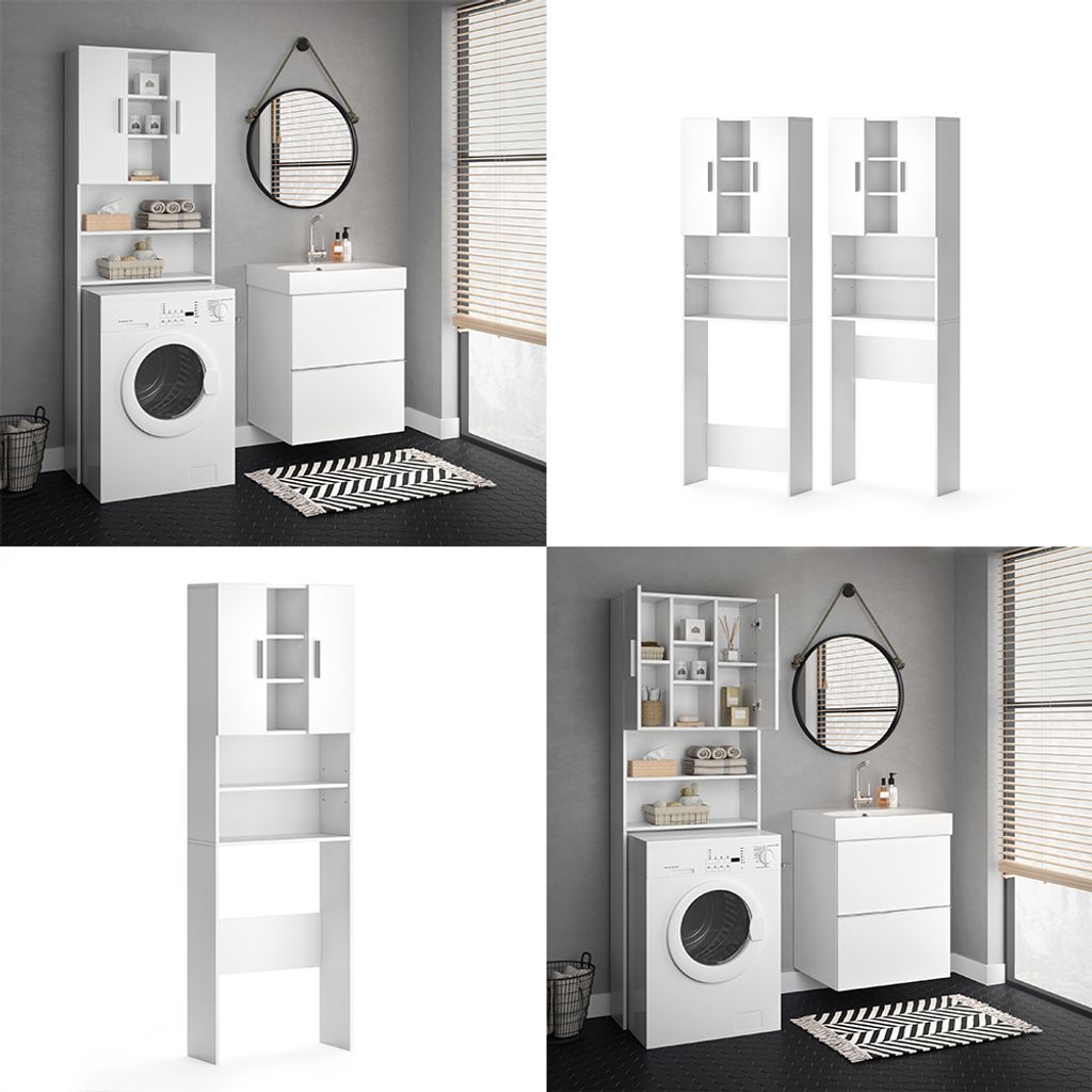 Vicco Waschmaschinenschrank Luis, 190 x 64 cm, Weiß Produktbild 8