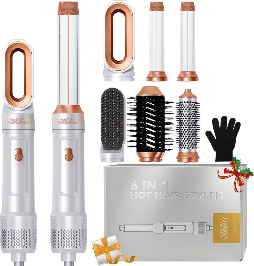 Airstyler 6 in 1,Haartrockner mit Automatisch Wrap Lockenstab, Hair Dryer, Thermal Brush, Warmluftbürste, Rundbürstenföhn, Geschenke für Frauen