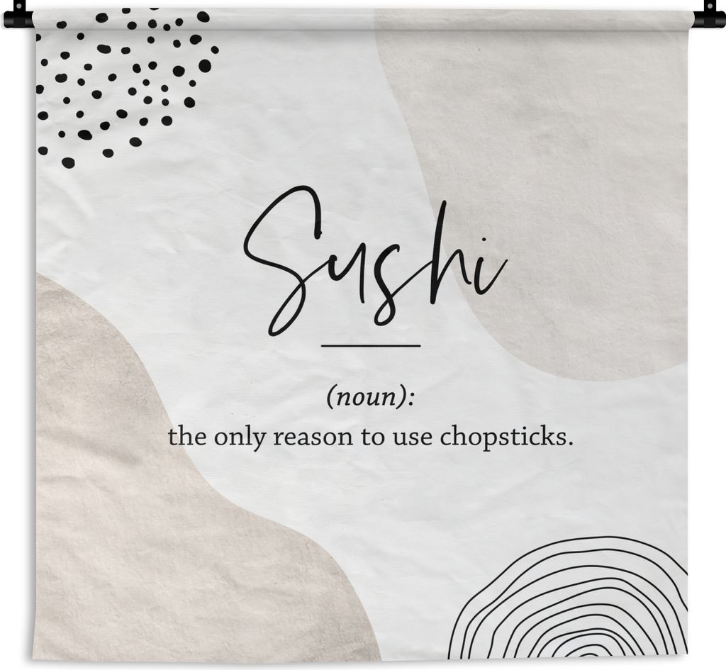 MuchoWow Wandteppich Wandbehang Sprichwörter - Sushi - Wörterbuch - Zitate - Sushi-Definition 60x60 cm Tapisserie Dekoration Wandtuch - Dekorat...