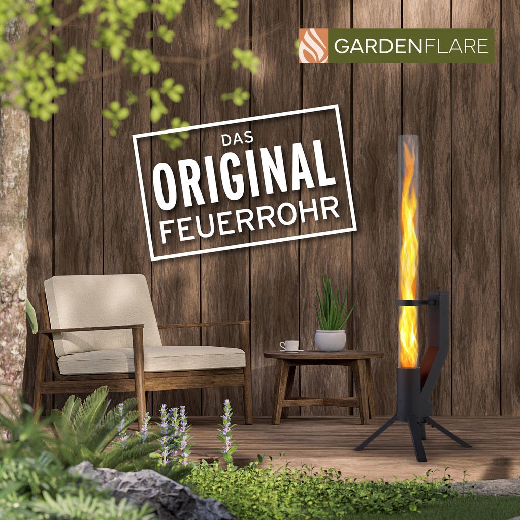 GARDENFLARE Feuerrohr – Edelstahl Feuersäule und Produktbild 7