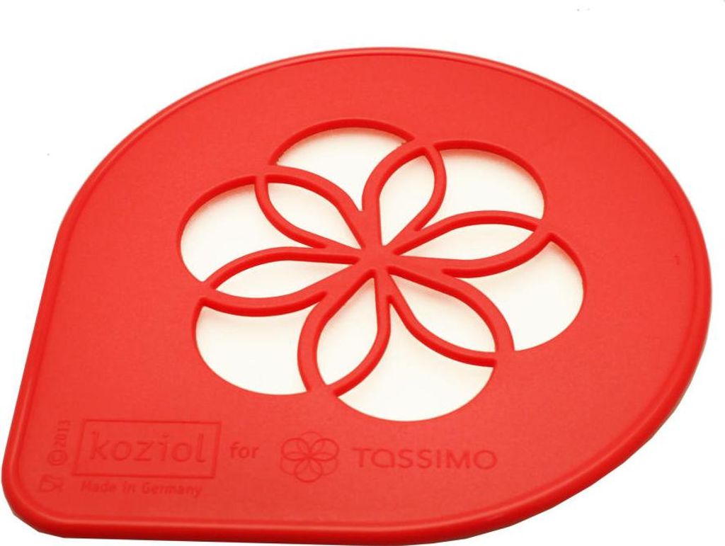 Tassimo Koziol Schablone, Logo, Deko, Blume, Motiv für Kaffee, Rot, Ø 9.5 cm