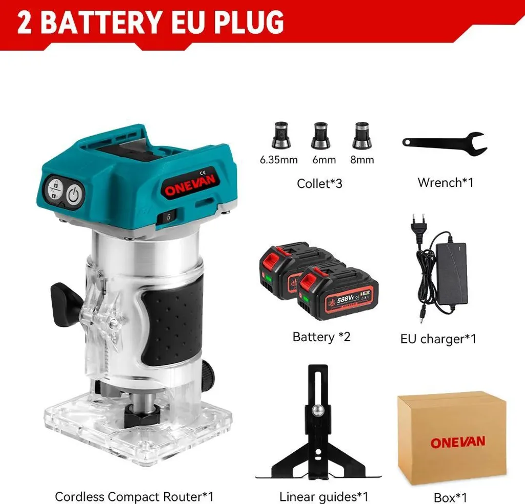 Affleureuse défonceuse sans fil 1600W brushless avec pack 2 batteries - 2