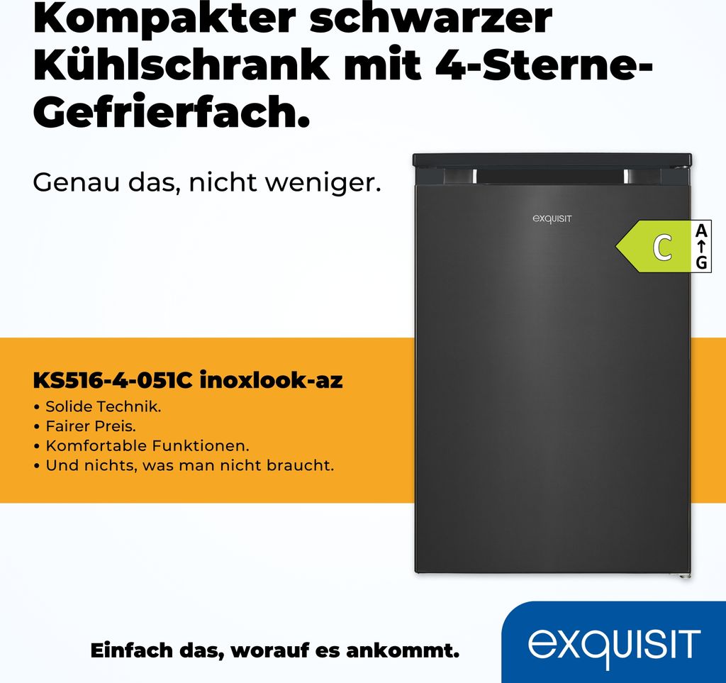Exquisit Kühlschrank mit Gefrierfach, 107 Liter, kleiner Produktbild 2