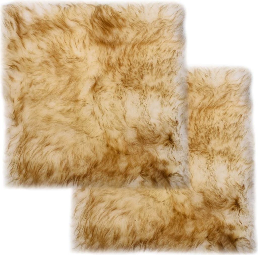 Möbel Sitzkissen 2 Stk. Braun Melange 40x40 cm Echter Schafspelz - Gartenmöbelauflagen 283887