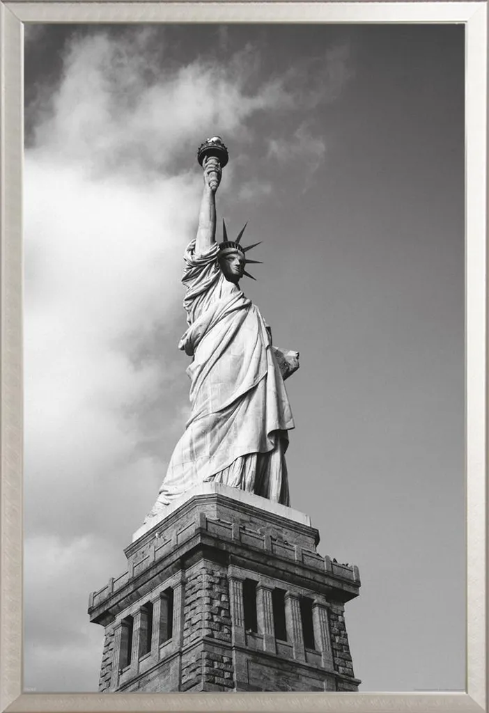 Poster New York Statue de la Liberté avec Cadre Alu Argenté Shinsuke