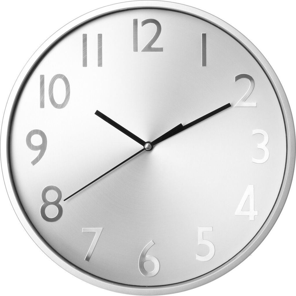 Orologio rotondo, orologio da parete, orologio in argento, Immagine del prodotto 