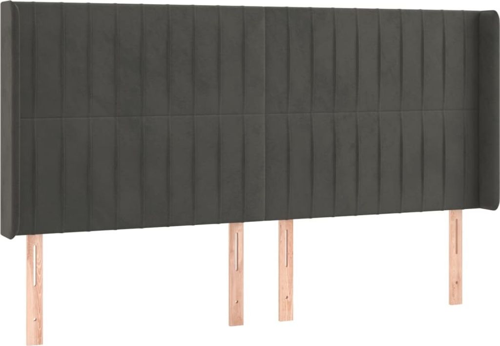 Kopfteil mit Ohren Dunkelgrau 183x16x118/128 cm Samt