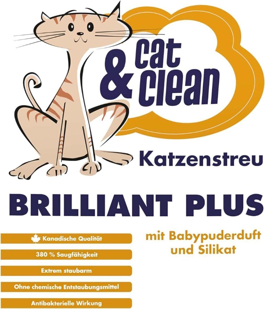 10 kg Cat & Clean Brilliant Plus mit Babypuderduft und
