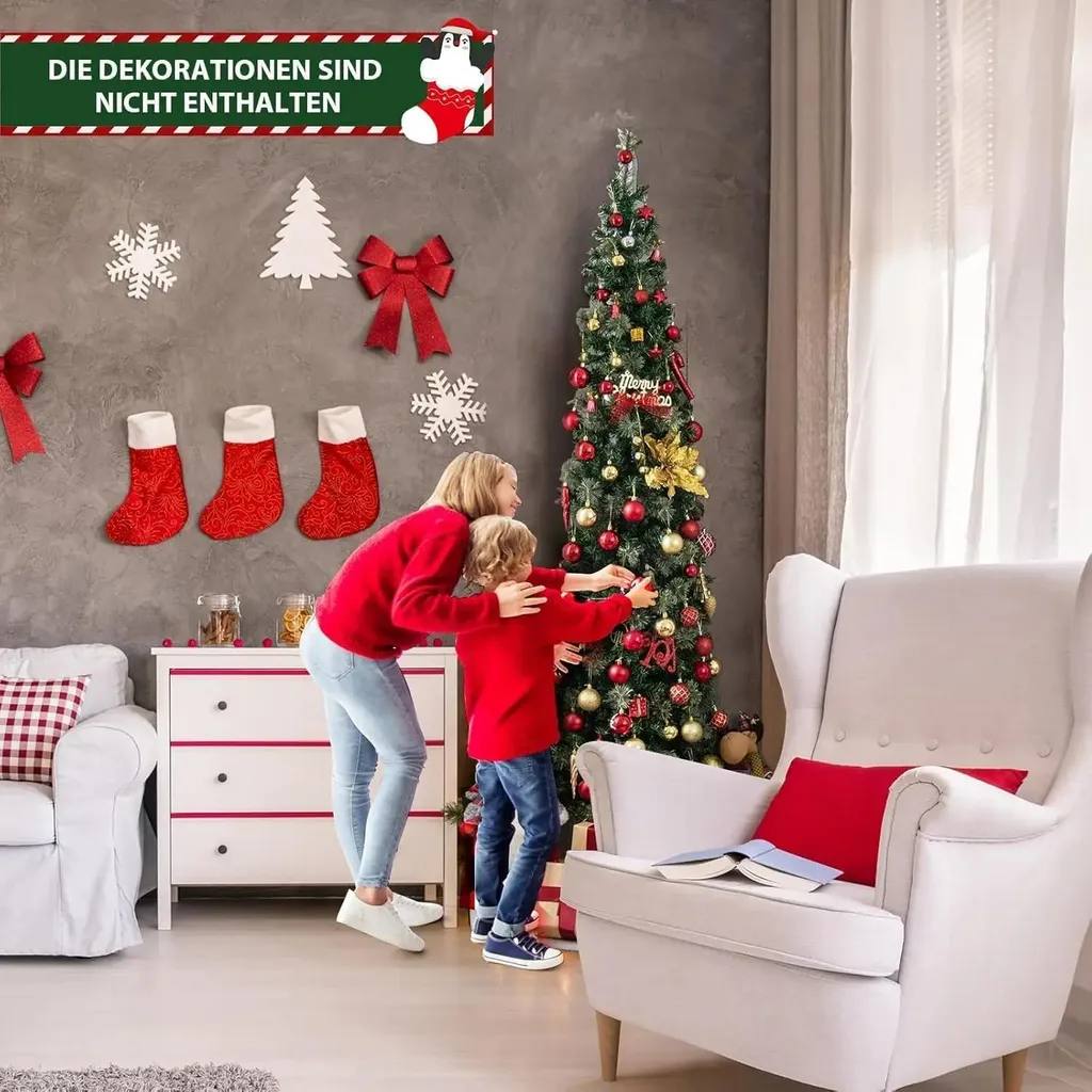 Sapin de Noël artificiel mural 2,1 m avec 150 LED et 403 branches vert - 3
