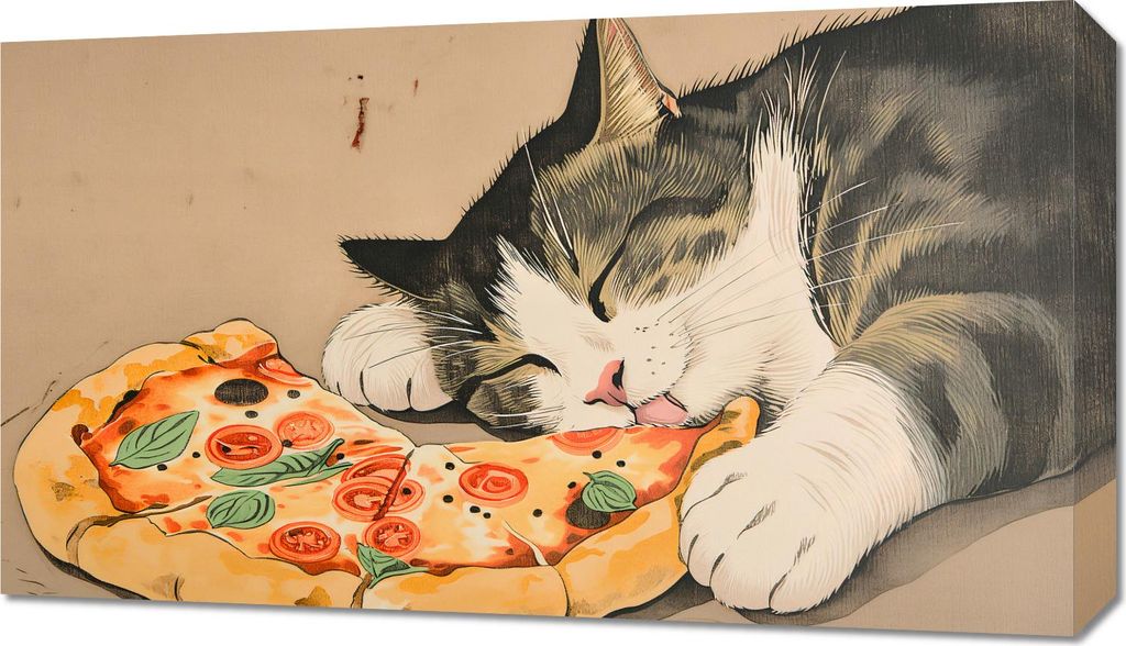Bild 70x40cm Pizza für die Katze