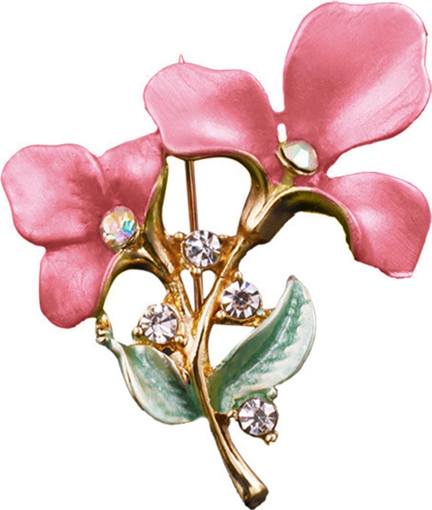 Elegante Damen-Brosche mit Blumen-Strasseinlage, Hut-Revers, Hemd, Kleid, Abzeichen-Rosa