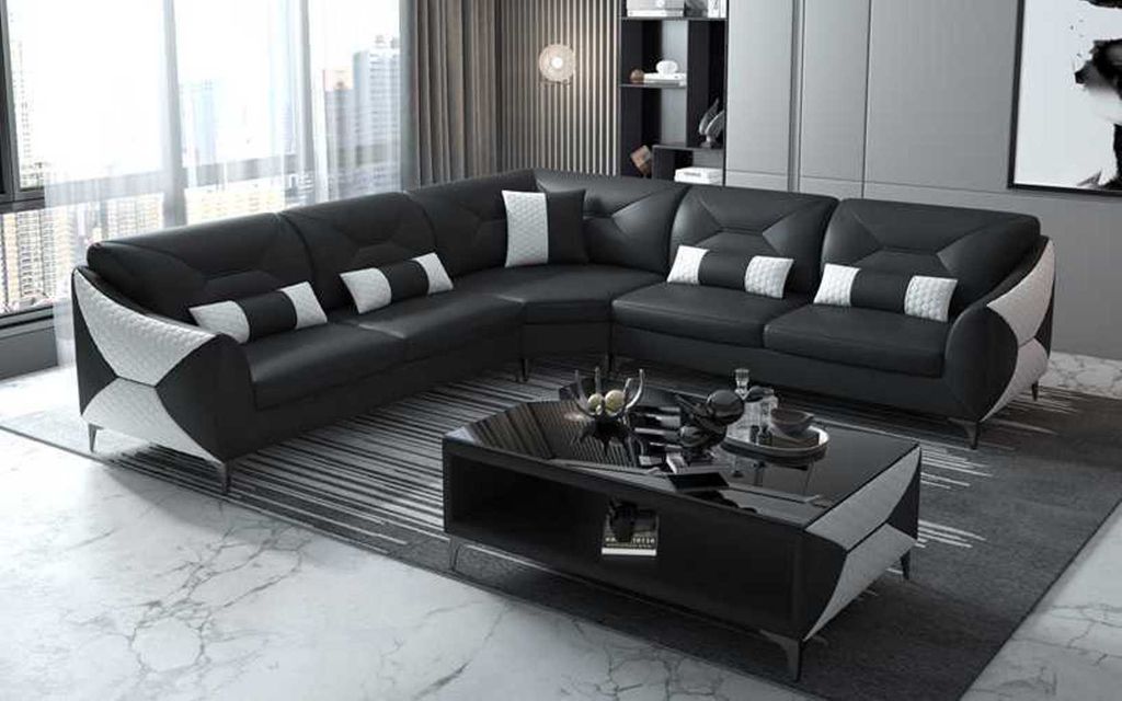 Couchen Designersofa Ecksofa Sofa L Form Schwarz Kunstleder Sofas Modern