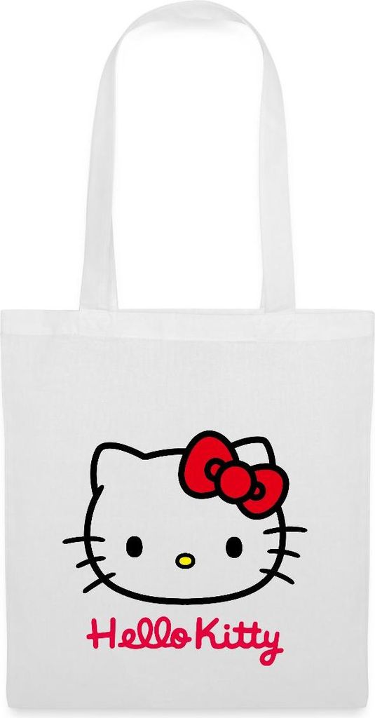 Spreadshirt Hello Kitty Klassisch Mit Schriftzug Stoffbeutel, One size, Weiß