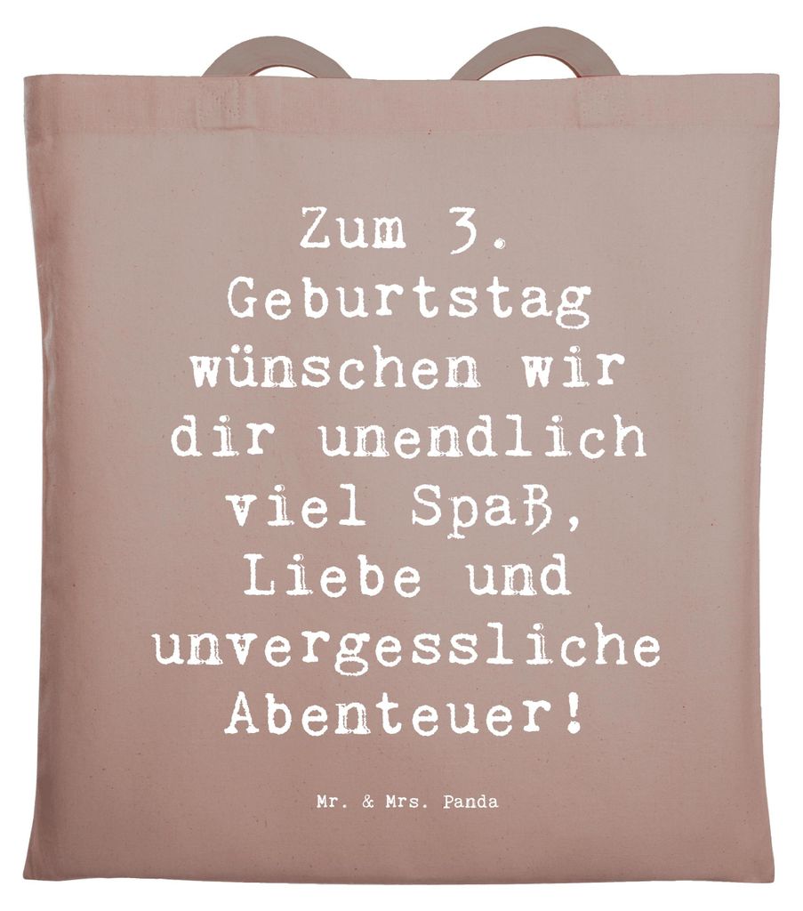 Mr. & Mrs. Panda Einkaufstasche Spruch 3. Geburtstag - Braun Pastell - Geschenk, dritter, Shopping Tasche, Alter, Tote Bag, Stoffbeutel, Laptoptasc...