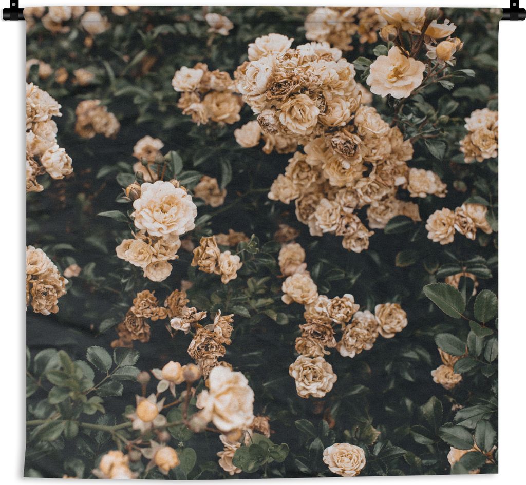 MuchoWow® Wandteppich Wandbehang Rosen - Strauch - Braun - Produktbild 