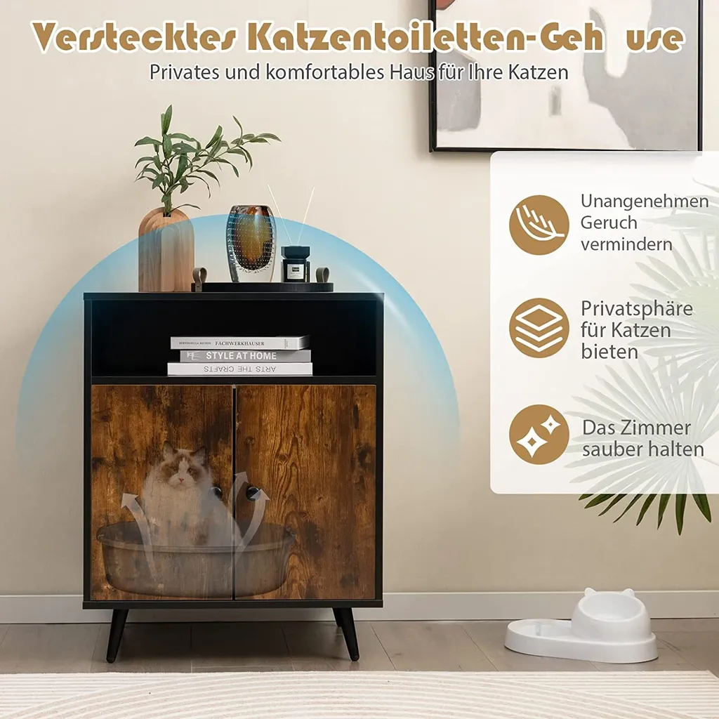 Table d'appoint pour chat avec cache-litière intégré pour le salon - 3