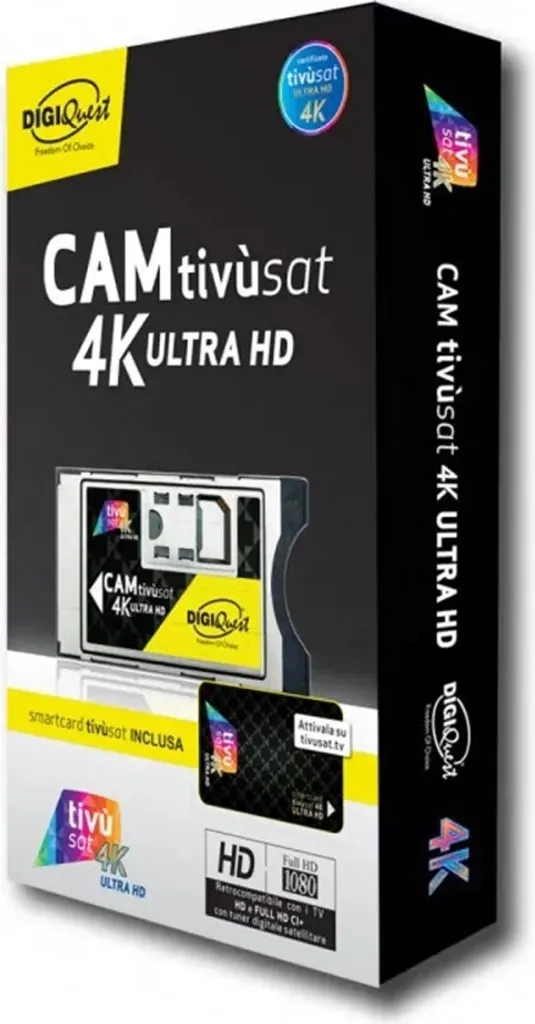 Regardez les Chaînes Italiennes avec la Carte TiVuSat 4K et SmartCam Noir