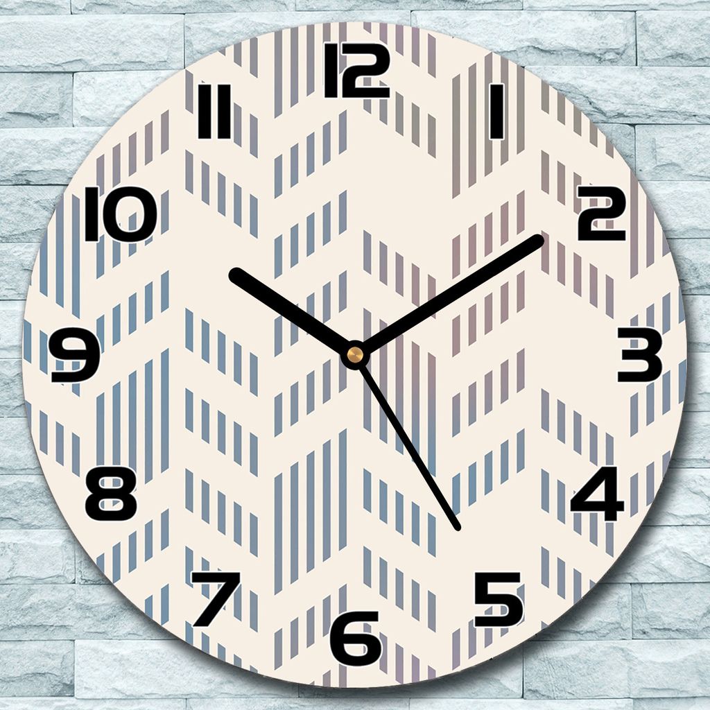 Wanduhr aus Glas Rund fi 30 Fischgrätenmuster Quarz Deko Schlafzimmer Büro