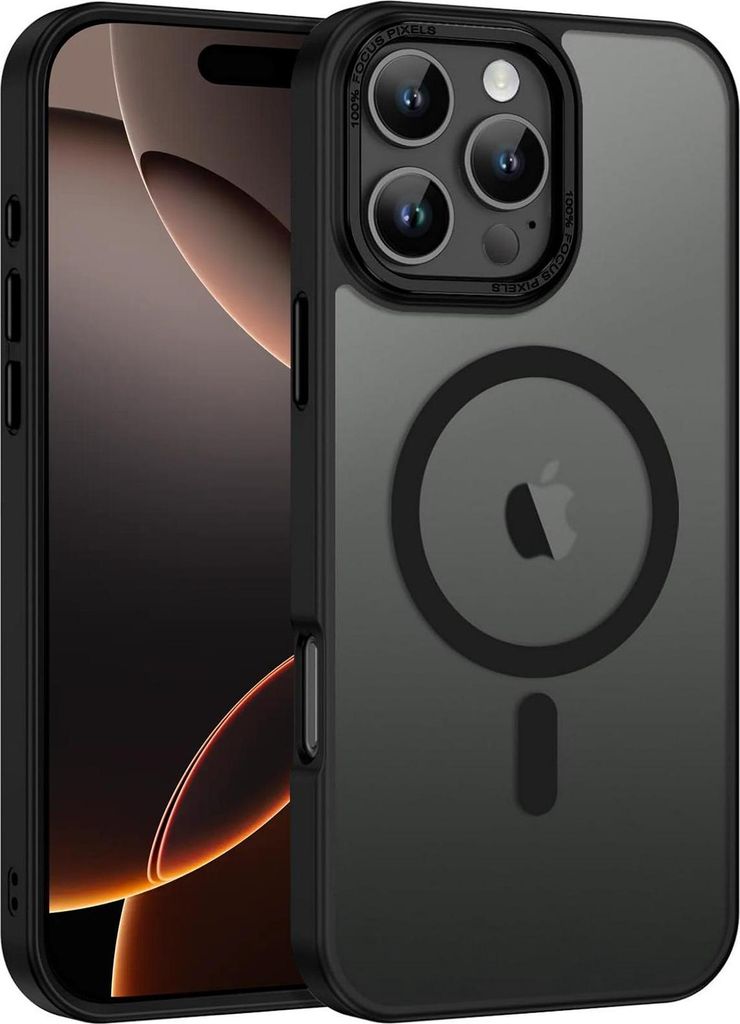 Handyhülle für iPhone 16 Pro Max Hülle MagSafe kompatibel mit Metall Kamerarahmen Magnet Case TPU Kantenschutz