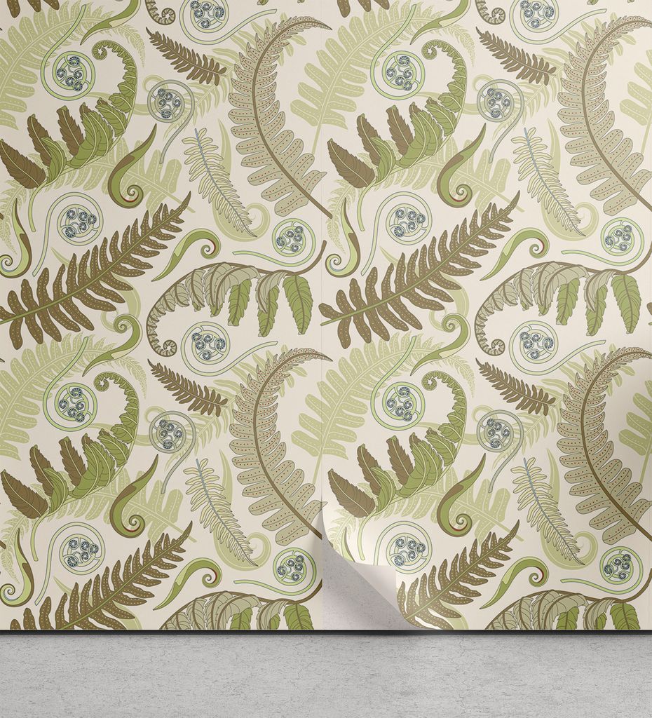 ABAKUHAUS Botanik abziehbare & klebbare Tapete für Zuhause, Curlicue Farnlaub Kunst, selbstklebendes Wohnzimmer Küchenakzent, 33 cm x 250 cm, Eis...