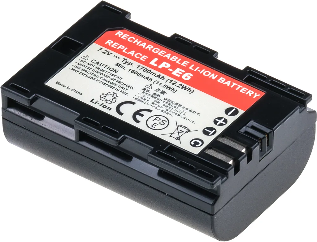Batteria Li-Ion T6 Power 1700mAh per Canon 6D | Ricambio LP-E6 7.2V