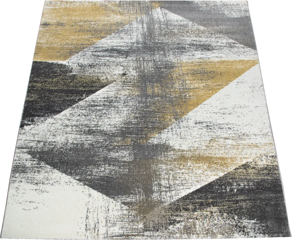 Tapis salon anti-poussière poils courts vintage 240x340 cm jaune gris