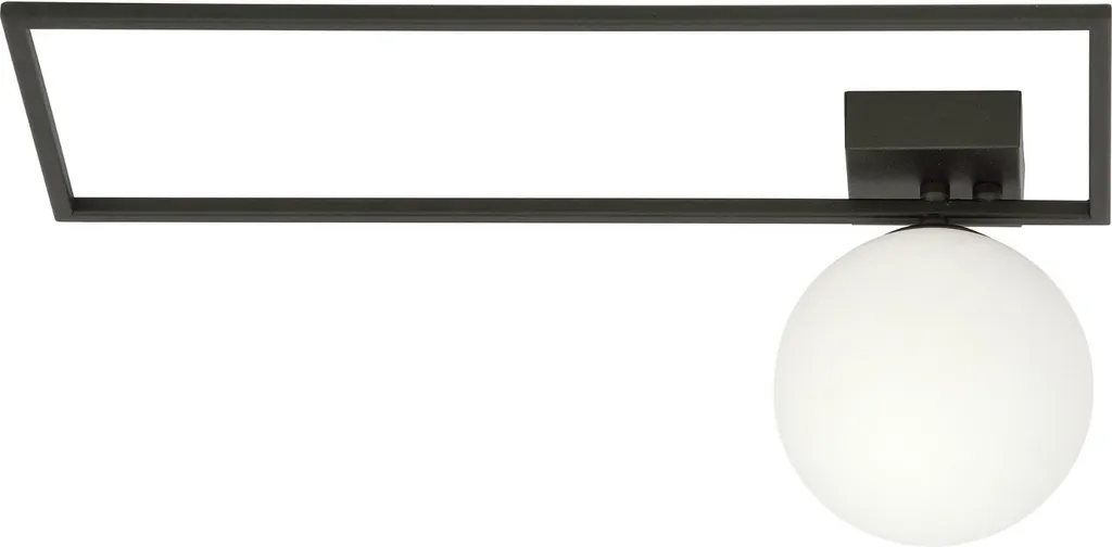Plafonnier boule en verre opale et métal noir IMAGO 1A pour couloir