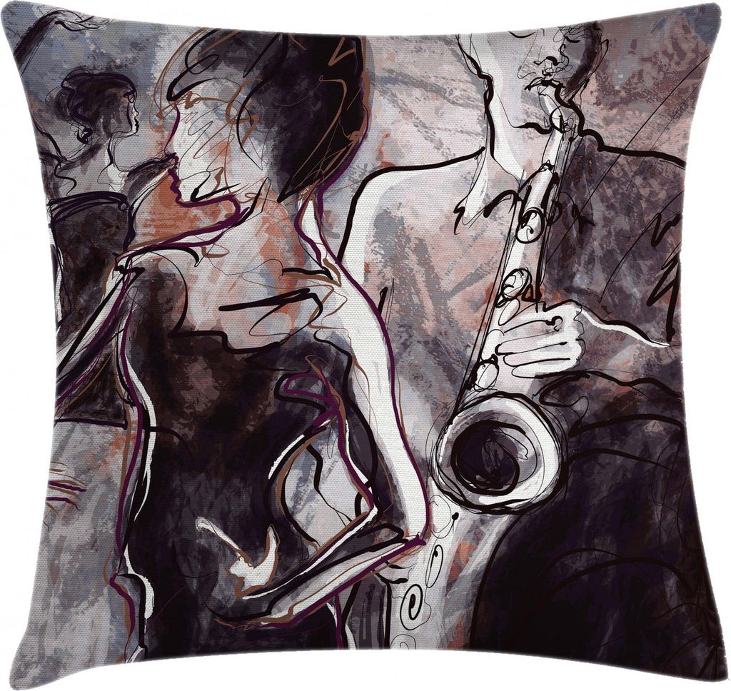 ABAKUHAUS Musik Kissenbezug, Jazz Musiker Saxophon, Waschbar mit Reißverschluss Kissenhülle mit Farbfesten Klaren Farben Beidseitiger Druck, 40 x...