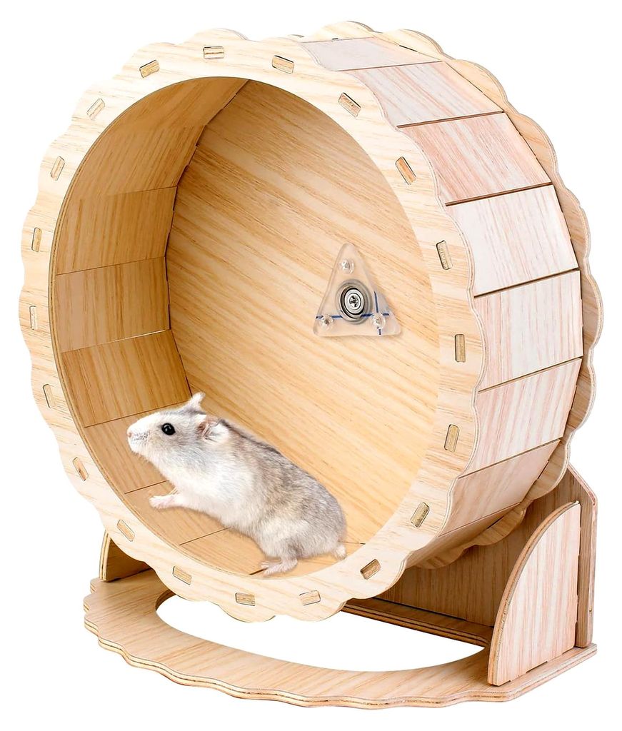 Hamsterrad aus Holz, 23 cm, leises Laufrad für Zwerghamster, Rennmäuse, Mäuse und andere kleine Haustiere