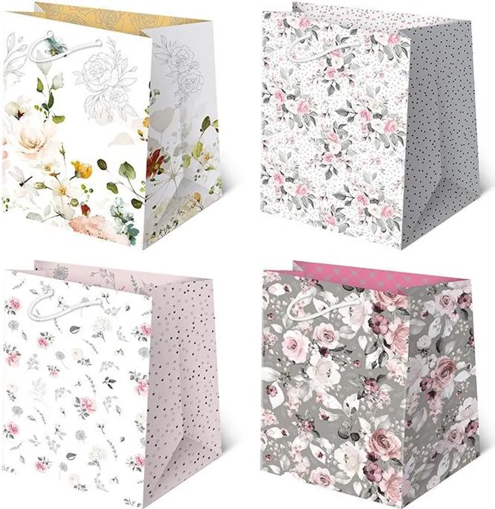 Sacs décoratifs T16-106 motif Fleurs - Lot de 10 pièces élégantes