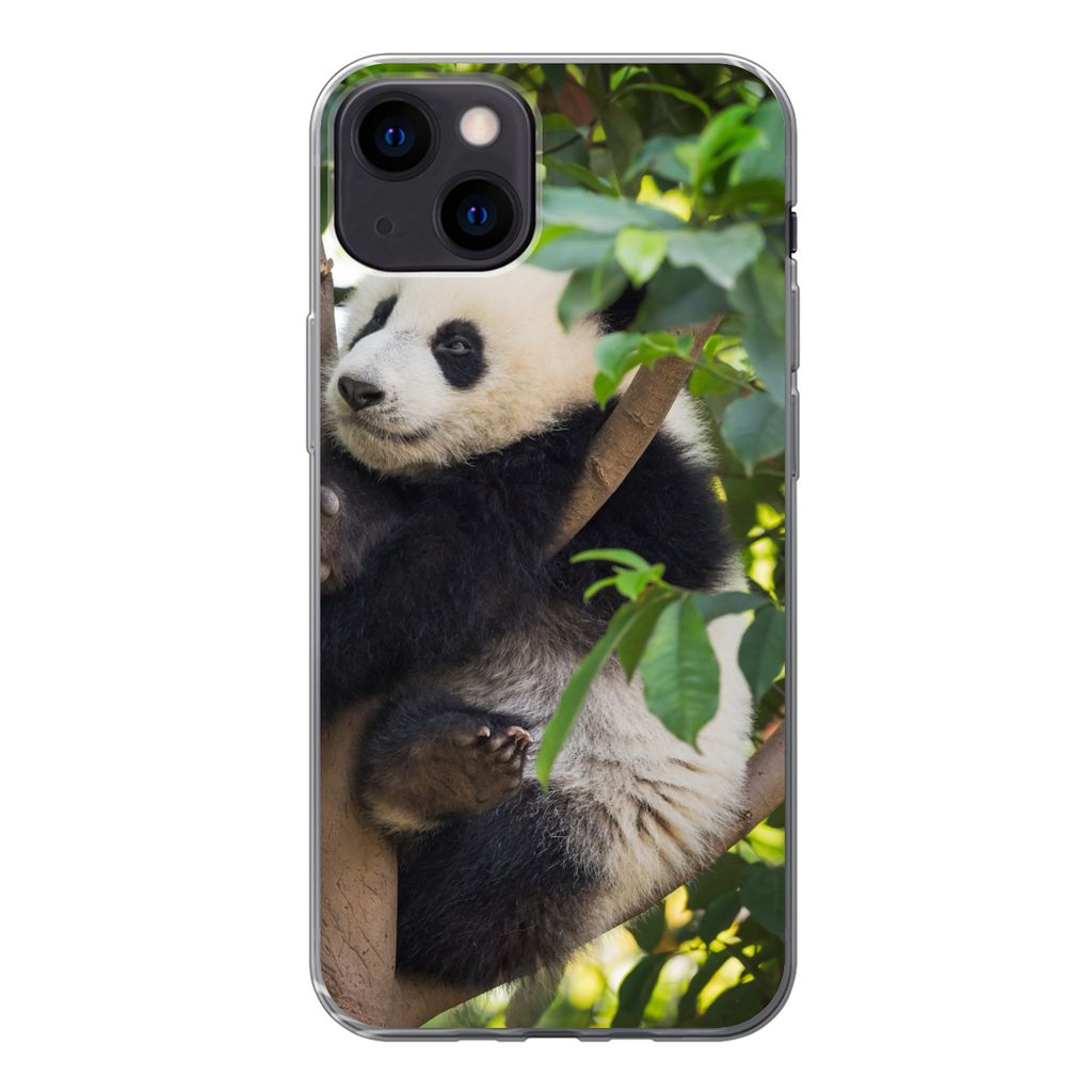 MuchoWow Handyhülle Schutzhülle Hülle für iPhone 13 Panda - Tier - Baum Silikon Softcase Handy Hülle - Karteninhaber
