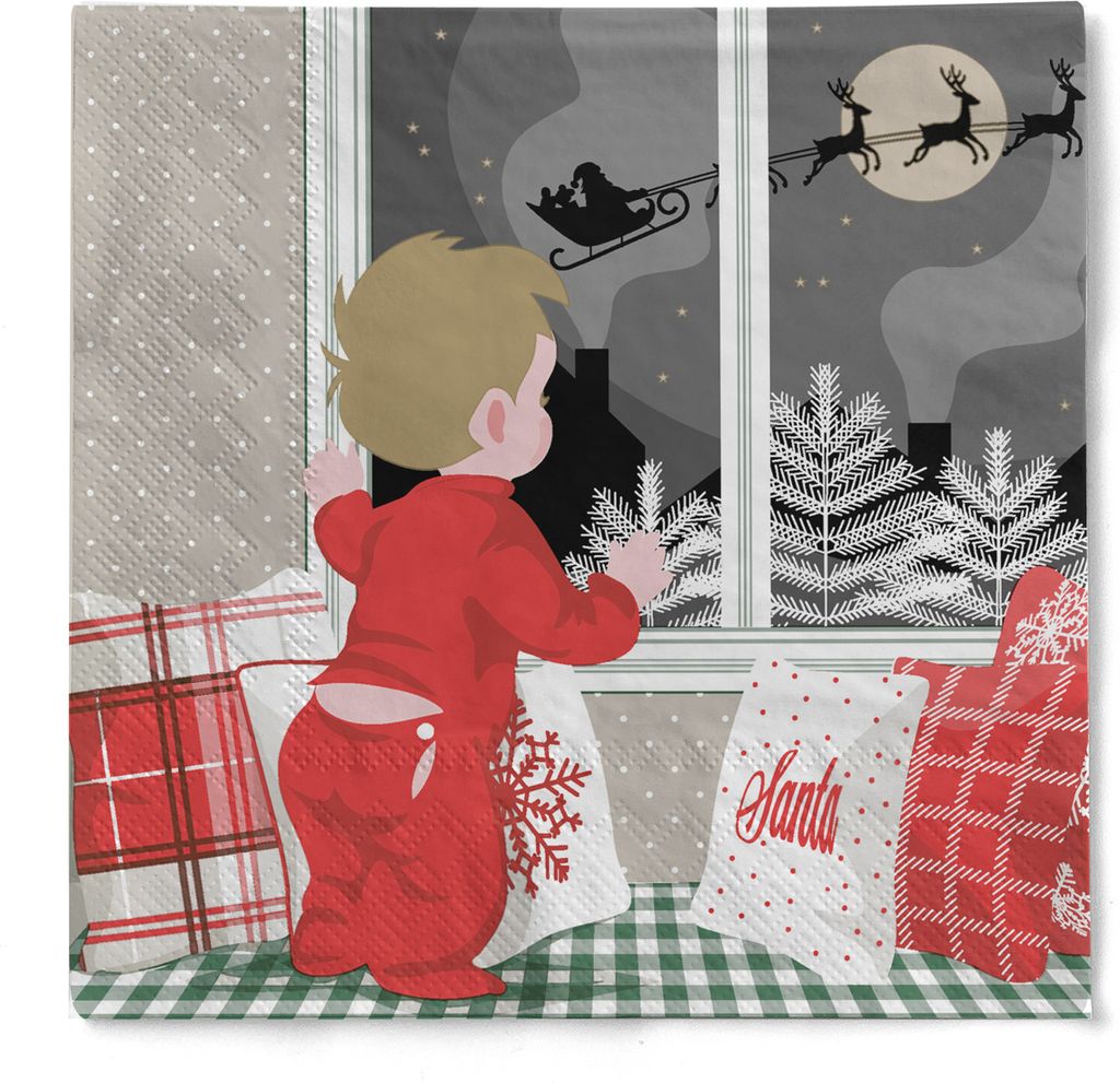 HAPPY PAPER Serviette "Dream" aus Tissue 3-lagig, 33 x 33 cm, 20 Stück - Weihnachtsserviette