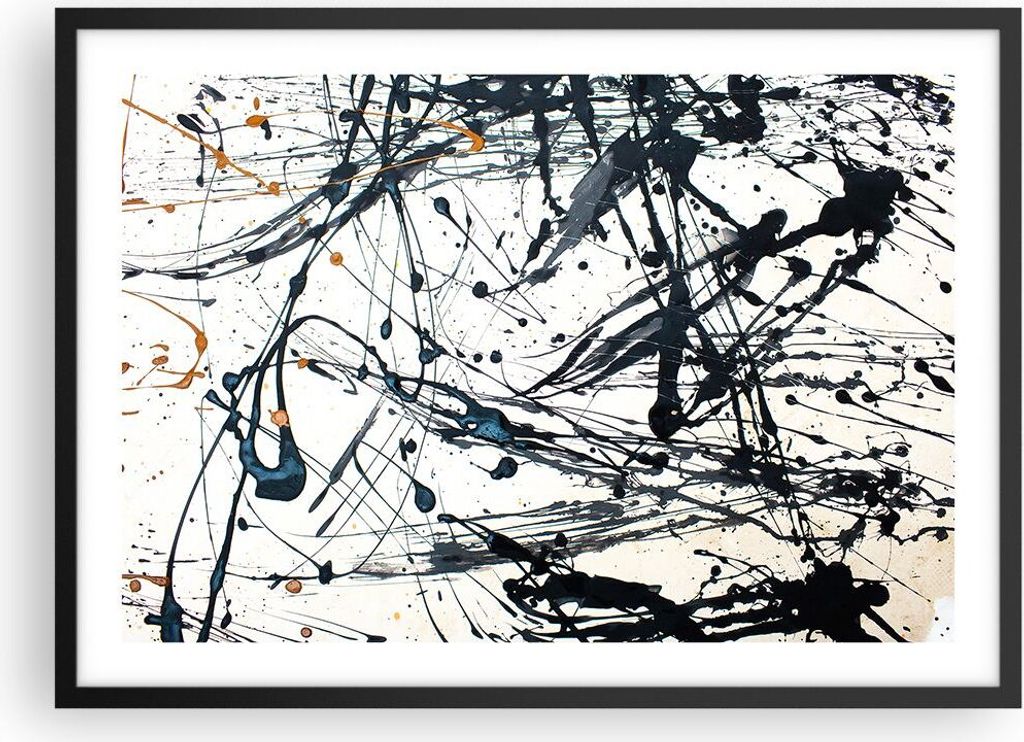 Gerahmtes Poster - Schwarzer Rahmen - Abstraktion modern - 70x50 cm - Wand Bild - Wanddeko - Wandbilder - Kunstposter - Wandposter - Bilderrahmen -...