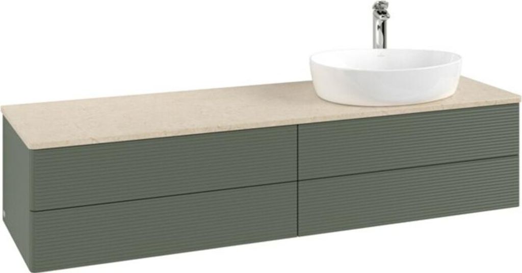 V&B Waschtischunterschrank mit Frontstruktur Antao 160x50cm, HL, WBP botti., lea gre. m Lac