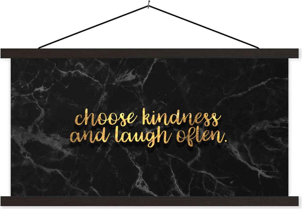 MuchoWow Textilposter Zitate - Sprichwörter - Gold - Marmor 90x45 cm mit schwarzem Rahmen - Klemmleisten