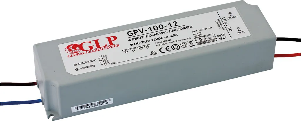 Alimentatore LED 12V 100W GPV-100-12 GLP Impermeabile IP67 per Strisce