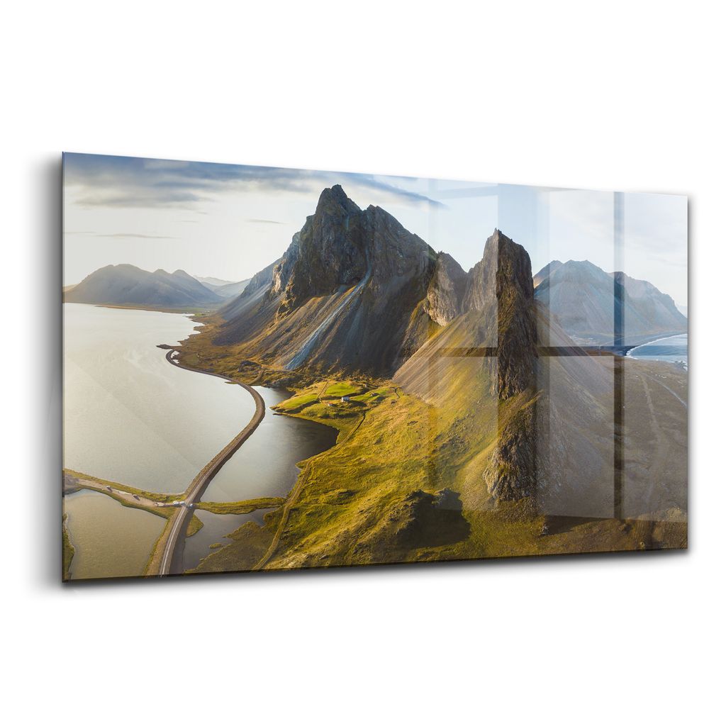 Glasmalerei - Dekorative Malerei - Moderne Malerei - 100x50 - Landschaftliche Reise in Island