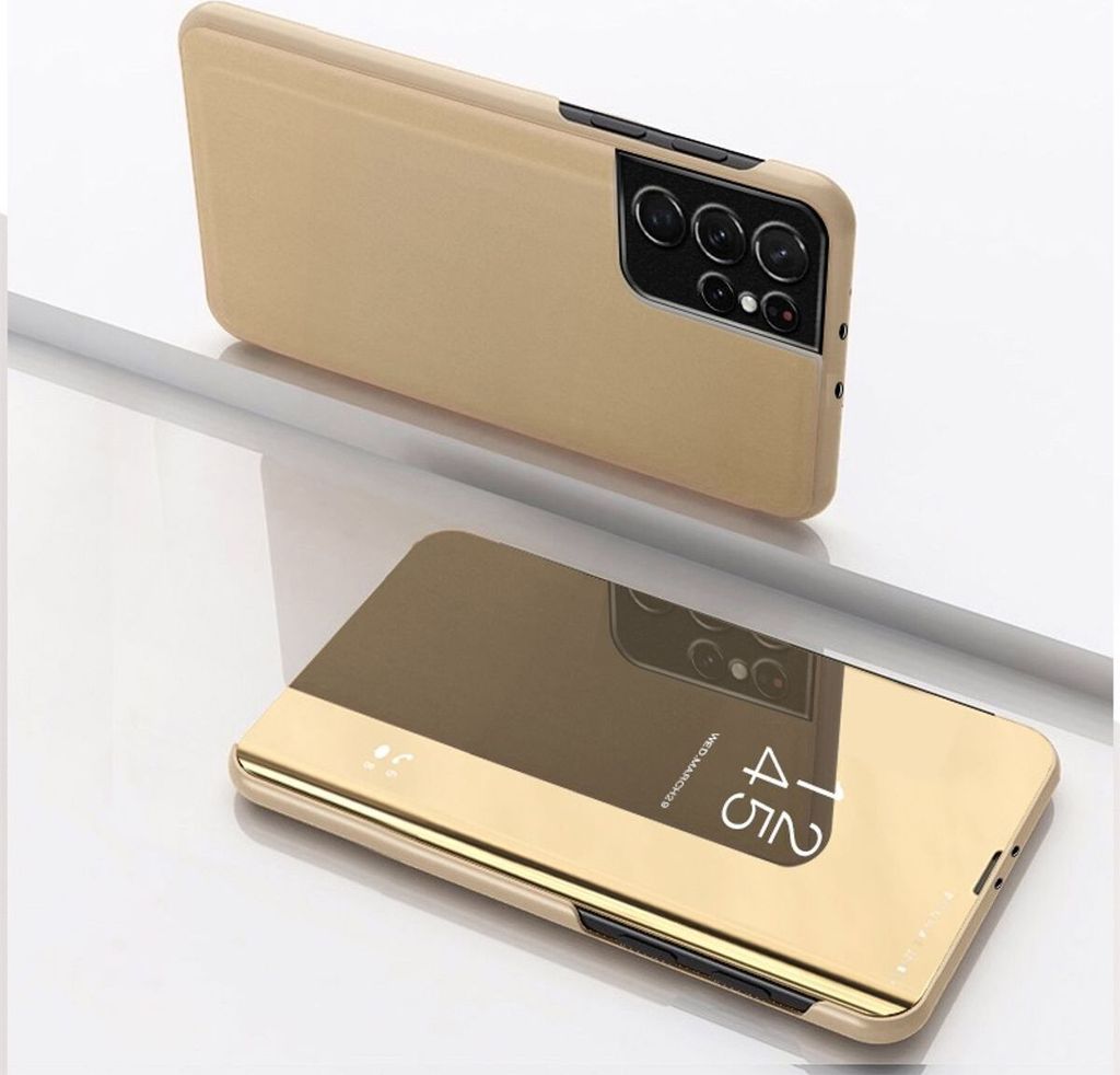 König Design Hülle kompatibel mit Samsung Galaxy S23 Ultra Kunstleder Handyhülle - Handy Case Gold