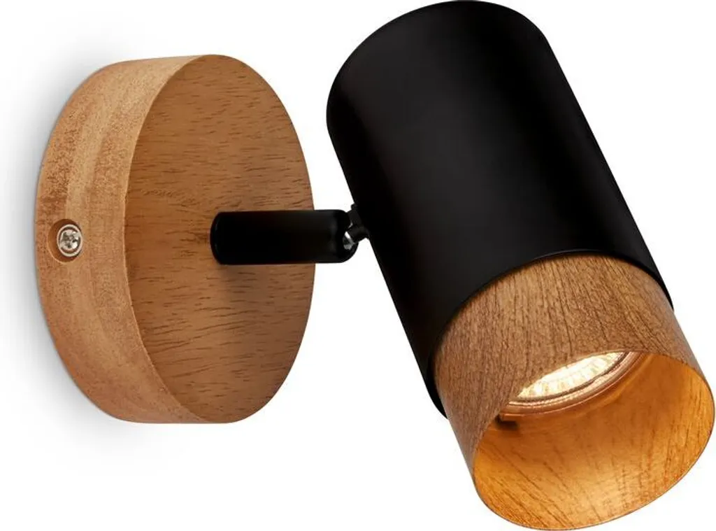 Faretto Soffitto Nero Legno GU10 9W | Lampada Orientabile Offerta