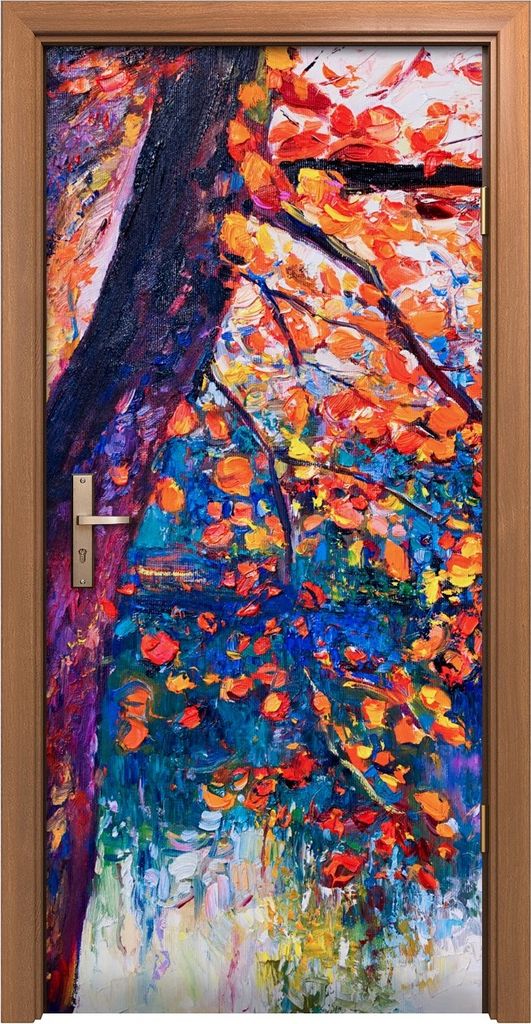 Türposter 90x200 cm Türaufkleber Türtapete Türfolie Klebefolie Malerei Baum bunte Wasser