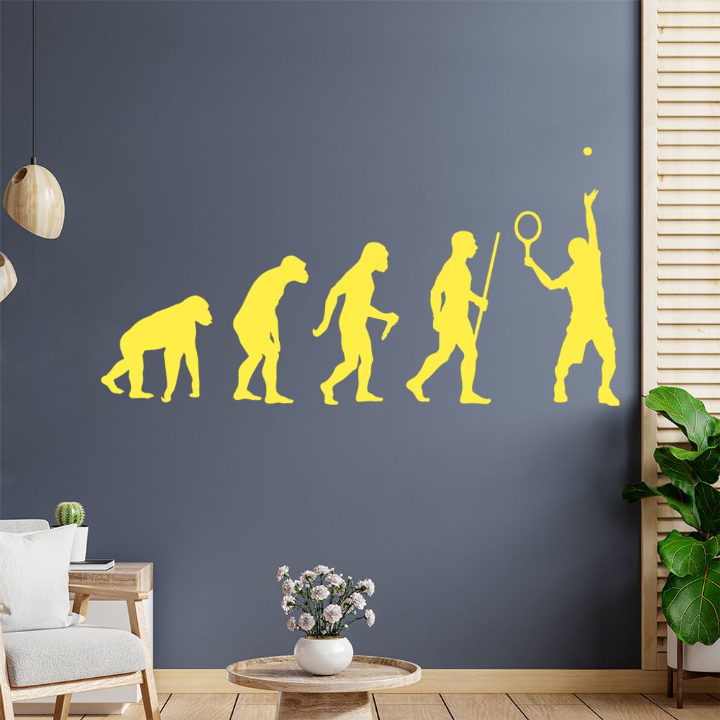 Tennisspieler Evolution Wandtattoo Wandaufkleber Wall Sticker - Dekoration, Küche, Wohnzimmer, Schlafzimmer, Badezimmer