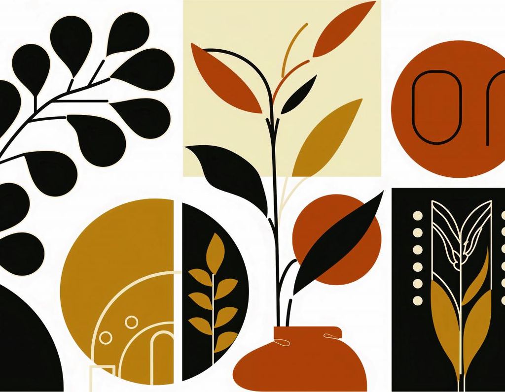 Plakat 100x100cm Botanischer Collage