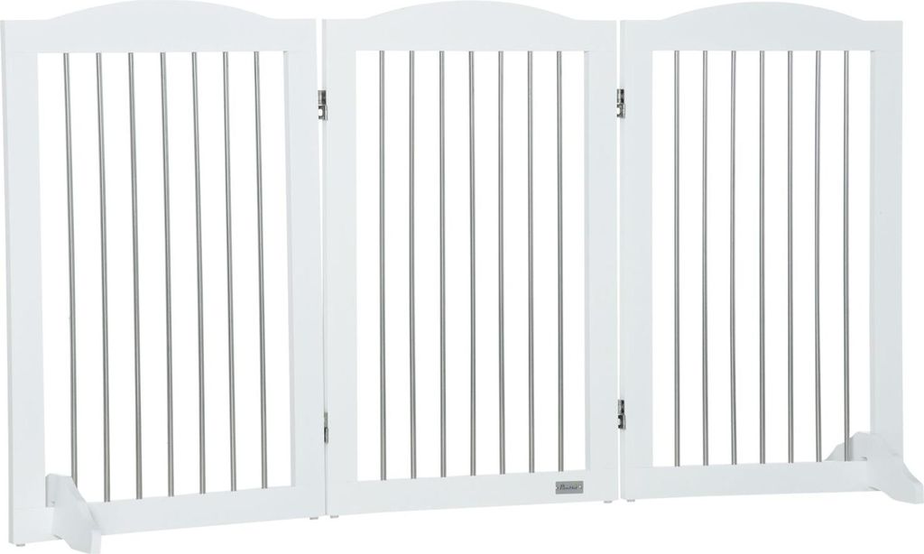 Hunde Absperrgitter Türschutzgitter Klappbar Hundegitter Ständer 3 Platten Treppenschutzgitter Weiß 154X30X80Cm